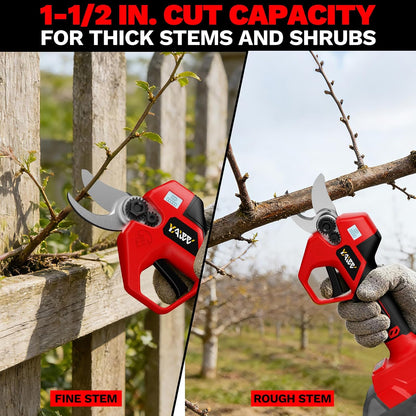 Brushless Electric Pruning Shears for DeWalt Battery, Portable Cordless Pruning Shears with LCD Display＆SK5 Blades, Adjustable Cutting Diameter 0.8-1.2 Inch for Gardening Tree Pruning(NO Battery)