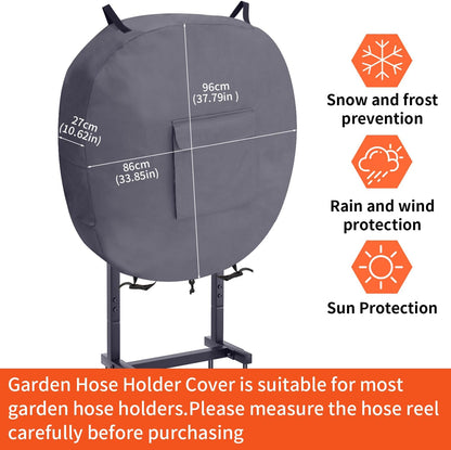 Garden Hose Holder Cover Hose Rack Metal Water Hose Stand 600D Oxford Cover with Shrink Cord Buckle (Gray)