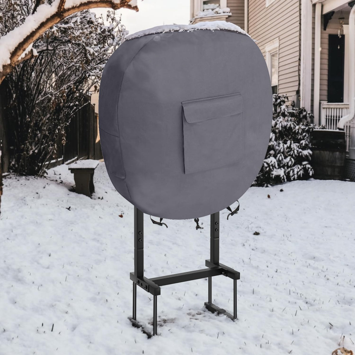 Garden Hose Holder Cover Hose Rack Metal Water Hose Stand 600D Oxford Cover with Shrink Cord Buckle (Gray)