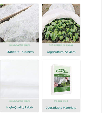 Plant Covers Freeze Protection, 1.2oz 10x30FT Frost Cloth Plant Freeze Protection, Plant Frost Blankets Covers for Outdoor Plants for Winter Cold Weather, Floating Row Cover for Vegetables