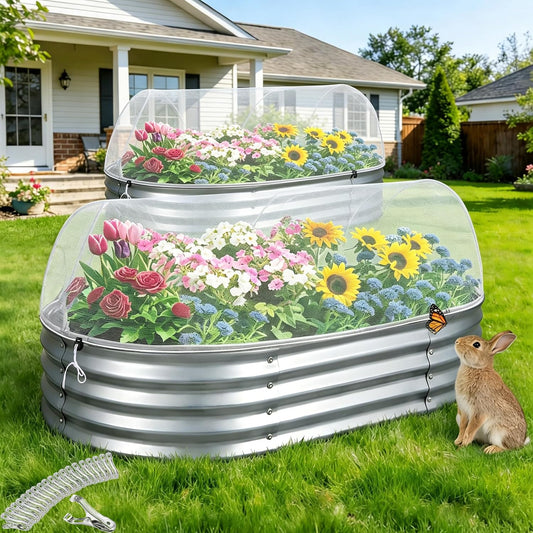 Garden Netting for Raised Beds 2PCS, Raised Garden Bed Plant Netting Cover Mesh with Drawstring for Garden Protection, Rectangular Bird Insect Netting Pest Barrier Screen for Vegetable, 4x2x1ft, White