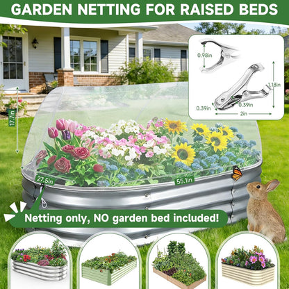 Garden Netting for Raised Beds 2PCS, Raised Garden Bed Plant Netting Cover Mesh with Drawstring for Garden Protection, Rectangular Bird Insect Netting Pest Barrier Screen for Vegetable, 4x2x1ft, White