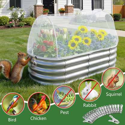 Garden Netting for Raised Beds 2PCS, Raised Garden Bed Plant Netting Cover Mesh with Drawstring for Garden Protection, Rectangular Bird Insect Netting Pest Barrier Screen for Vegetable, 4x2x1ft, White