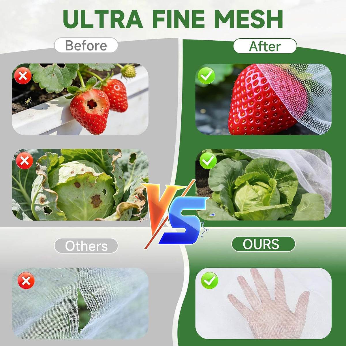 Garden Netting for Raised Beds 2PCS, Raised Garden Bed Plant Netting Cover Mesh with Drawstring for Garden Protection, Rectangular Bird Insect Netting Pest Barrier Screen for Vegetable, 4x2x1ft, White