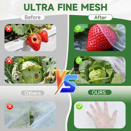 Garden Netting for Raised Beds 2PCS, Raised Garden Bed Plant Netting Cover Mesh with Drawstring for Garden Protection, Rectangular Bird Insect Netting Pest Barrier Screen for Vegetable, 4x2x1ft, White