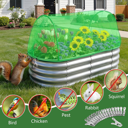 Garden Netting for Raised Beds 2PCS, Raised Garden Bed Plant Netting Cover Mesh with Drawstring for Garden Protection, Rectangular Bird Insect Netting Pest Barrier Screen for Vegetable, 4x2x1ft, White