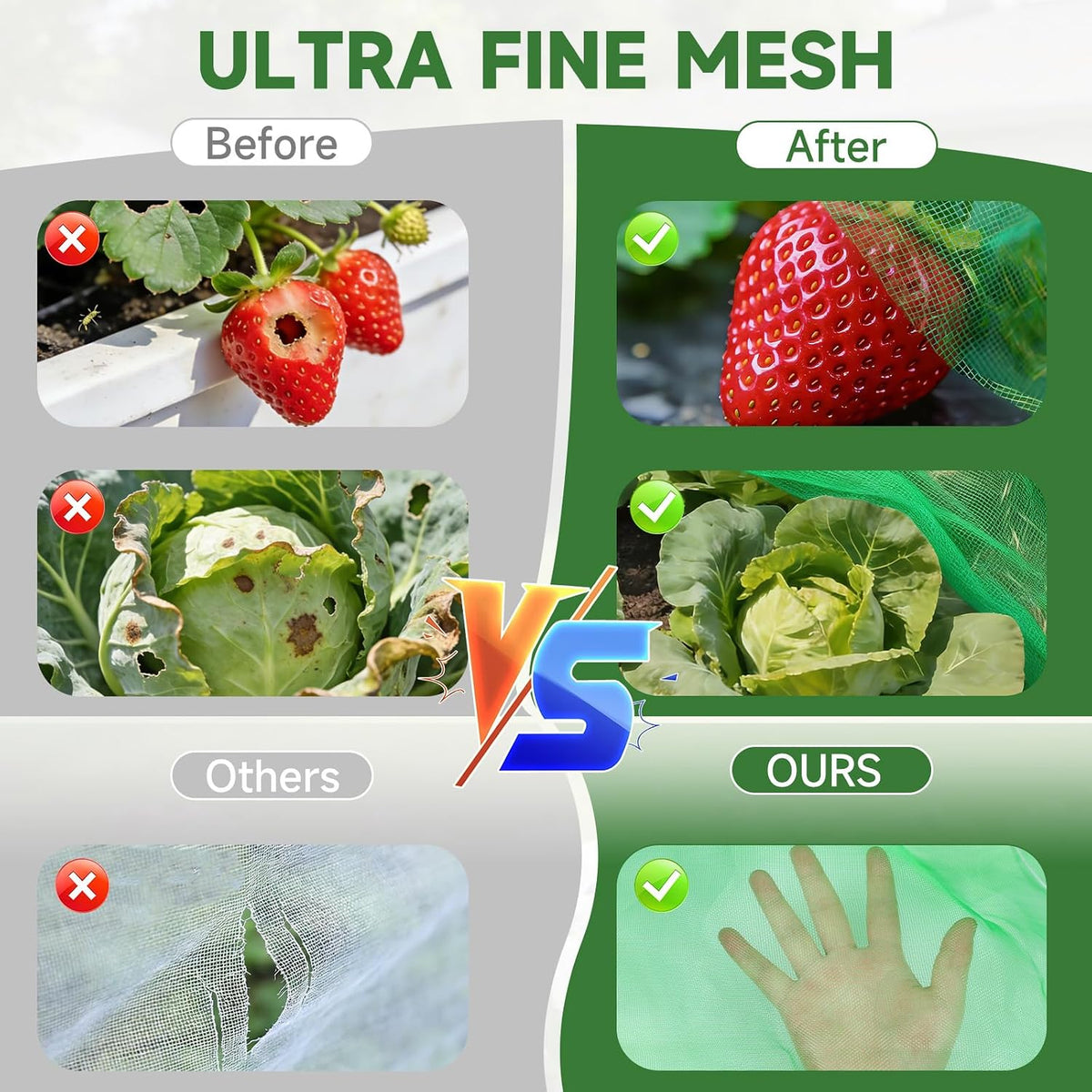 Garden Netting for Raised Beds 2PCS, Raised Garden Bed Plant Netting Cover Mesh with Drawstring for Garden Protection, Rectangular Bird Insect Netting Pest Barrier Screen for Vegetable, 4x2x1ft, White