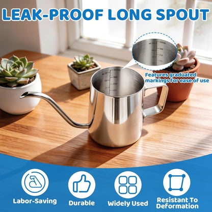 Small Watering Can for Indoor Plants, 12 oz Metal Mini Watering Can
