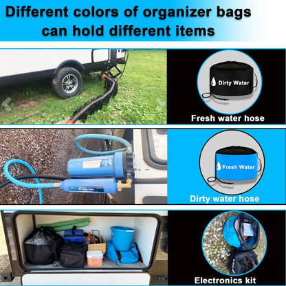 1-Pack Waterproof RV Storage Bags with Drawstring Mesh Top, Sewer Hose & Electrical Cord Bag for Fresh/Black Water Hoses