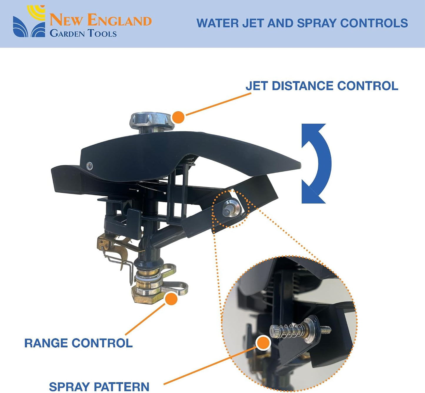 Heavy Duty Tripod Sprinkler 300003, Long Range Sprinkler with 100 FT Reach, 6 Feet Adjustable Tripod Height, 360° Range Control, for Farm, Lawn, Field, Orchard Irrigation