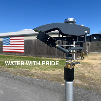 Heavy Duty Tripod Sprinkler 300003, Long Range Sprinkler with 100 FT Reach, 6 Feet Adjustable Tripod Height, 360° Range Control, for Farm, Lawn, Field, Orchard Irrigation