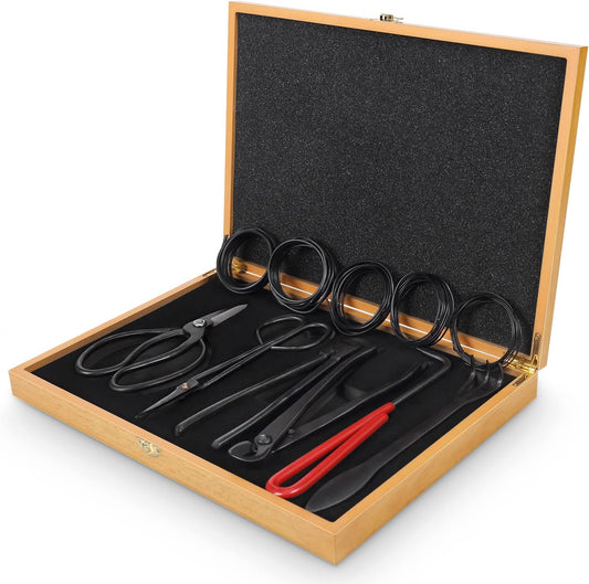 12-Piece Bonsai Tools Set With Wood Box, Gift For Men Women