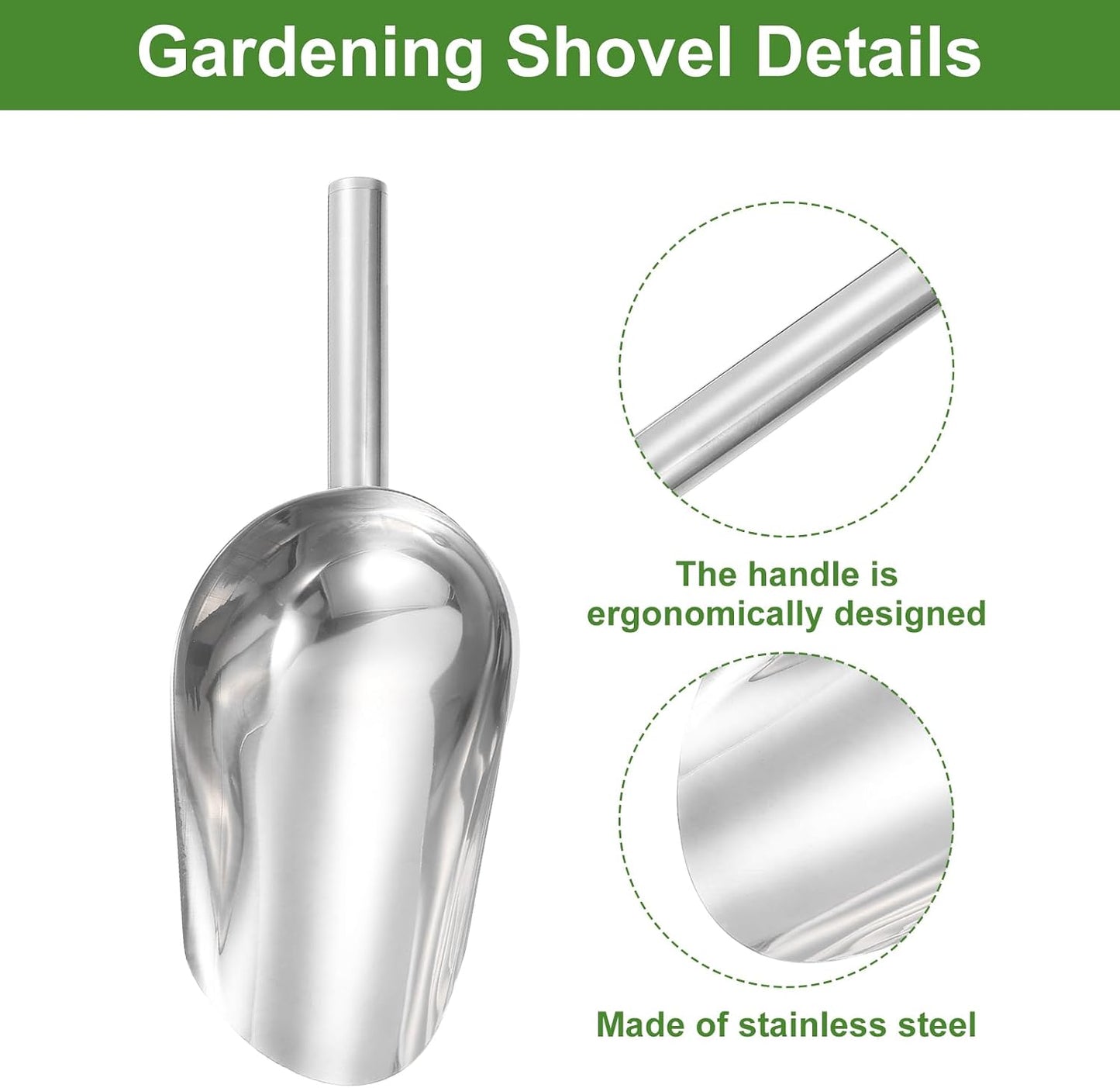 Garden Soil Scoop 10.63 x 4.72 Stainless Steel Hand Shovel Spade with Handle for Planting Weeding Digging