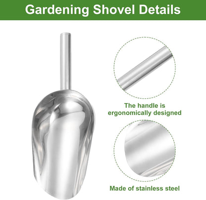 Garden Soil Scoop 10.63 x 4.72 Stainless Steel Hand Shovel Spade with Handle for Planting Weeding Digging