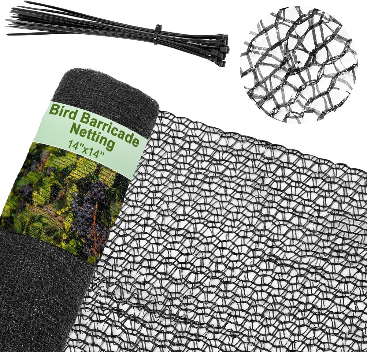Bird Netting for Garden 14 x 14 ft Garden Netting with 1/4 Inch Mesh Heavy Duty Gardening Protection Mesh for Fruits, Vegetables, Trees, Flowers, Deer, Shields Plants from Birds