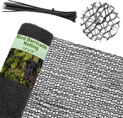 Bird Netting for Garden 14 x 14 ft Garden Netting with 1/4 Inch Mesh Heavy Duty Gardening Protection Mesh for Fruits, Vegetables, Trees, Flowers, Deer, Shields Plants from Birds