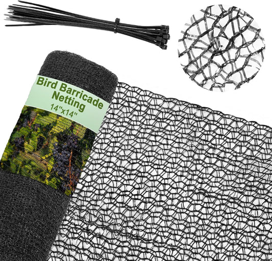 Bird Netting for Garden 14 x 14 ft Garden Netting with 1/4 Inch Mesh Heavy Duty Gardening Protection Mesh for Fruits, Vegetables, Trees, Flowers, Deer, Shields Plants from Birds