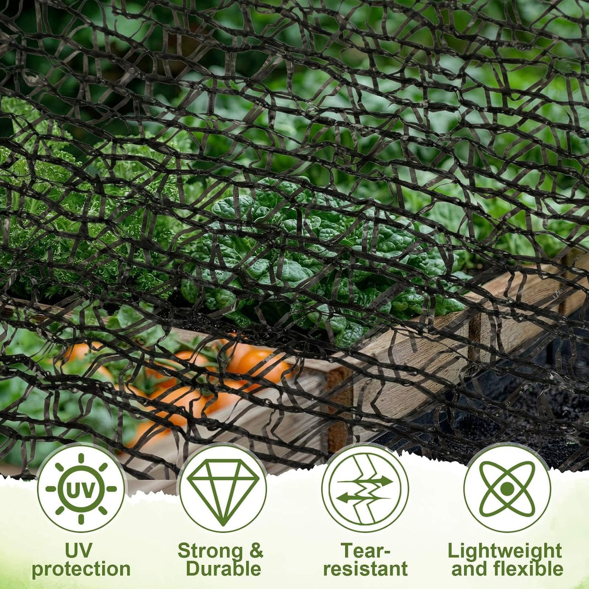 Bird Netting for Garden 14 x 14 ft Garden Netting with 1/4 Inch Mesh Heavy Duty Gardening Protection Mesh for Fruits, Vegetables, Trees, Flowers, Deer, Shields Plants from Birds