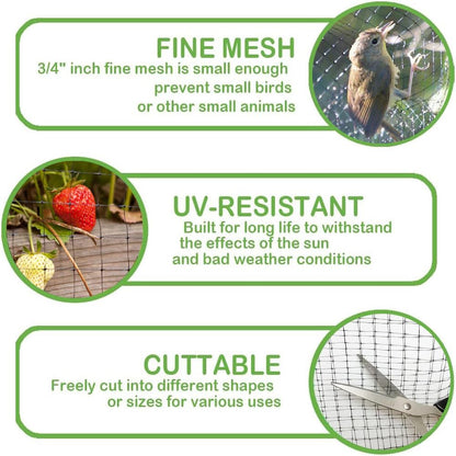 Bird Netting 7x100FT, 3/4" Mesh Garden Netting for Plant Protection