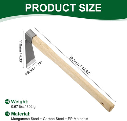Garden Hoe 15" x 4.33" Steel Hoe Garden Tool Anti-Rust with Non-Slip Wooden Handle Edger Weeder Shovel for Backyard Loosening Farm Planting Weeding