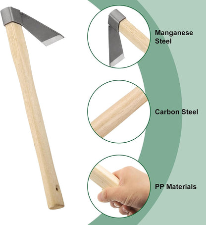 Garden Hoe 15" x 4.33" Steel Hoe Garden Tool Anti-Rust with Non-Slip Wooden Handle Edger Weeder Shovel for Backyard Loosening Farm Planting Weeding