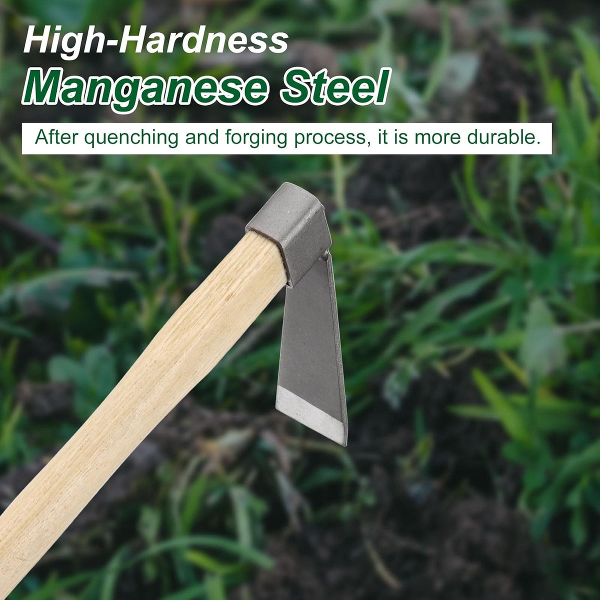 Garden Hoe 15" x 4.33" Steel Hoe Garden Tool Anti-Rust with Non-Slip Wooden Handle Edger Weeder Shovel for Backyard Loosening Farm Planting Weeding