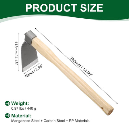 Garden Hoe 15" x 4.33" Steel Hoe Garden Tool Anti-Rust with Non-Slip Wooden Handle Edger Weeder Shovel for Backyard Loosening Farm Planting Weeding