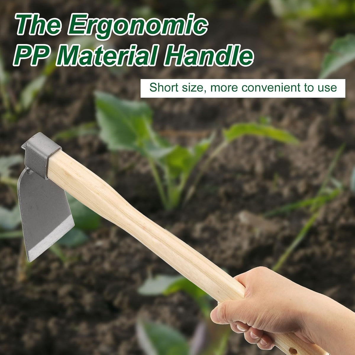 Garden Hoe 15" x 4.33" Steel Hoe Garden Tool Anti-Rust with Non-Slip Wooden Handle Edger Weeder Shovel for Backyard Loosening Farm Planting Weeding