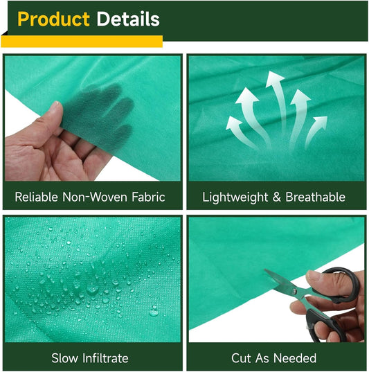 10 × 33 Ft Green Plant Cover Freeze Protection, 1.0 Oz/Yd² Non-Woven Garden Fabric Frost Blanket, Floating Row Cover Frost Cloth for Winter, Snow, Sun