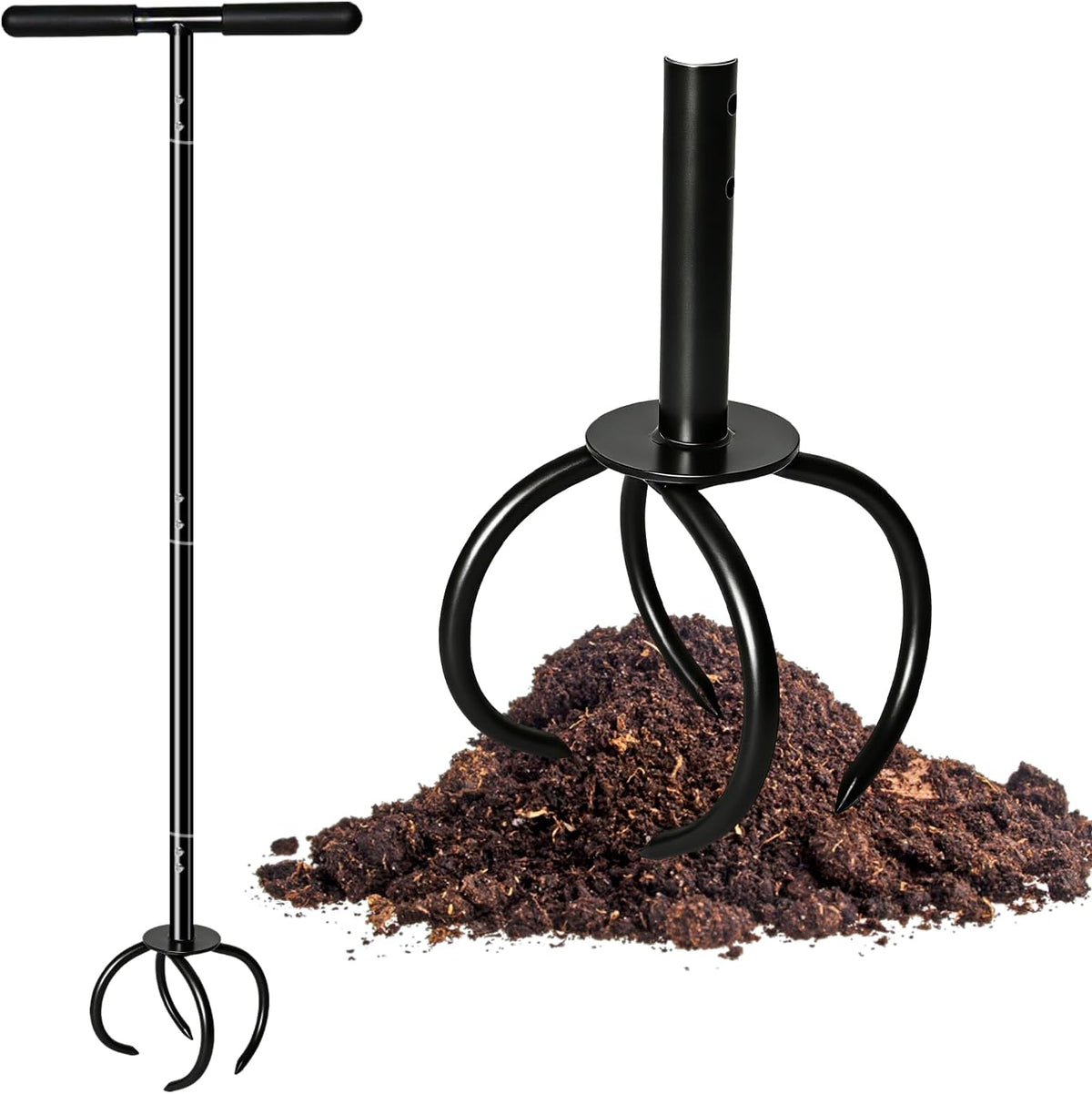 Garden Twist Tiller Cultivator, Manual Hand Tiller Garden Claw Heavy Duty, Lawn Aerator Soil Lossener with Steel Tines and Ergonomic Handle for Garden Bed and Plant Box