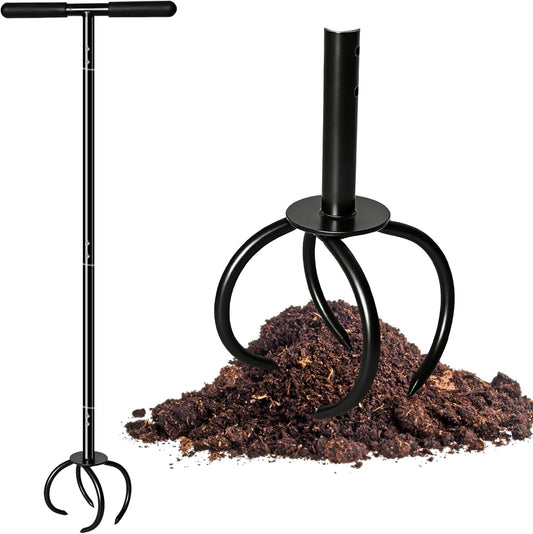 Garden Twist Tiller Cultivator, Manual Hand Tiller Garden Claw Heavy Duty, Lawn Aerator Soil Lossener with Steel Tines and Ergonomic Handle for Garden Bed and Plant Box