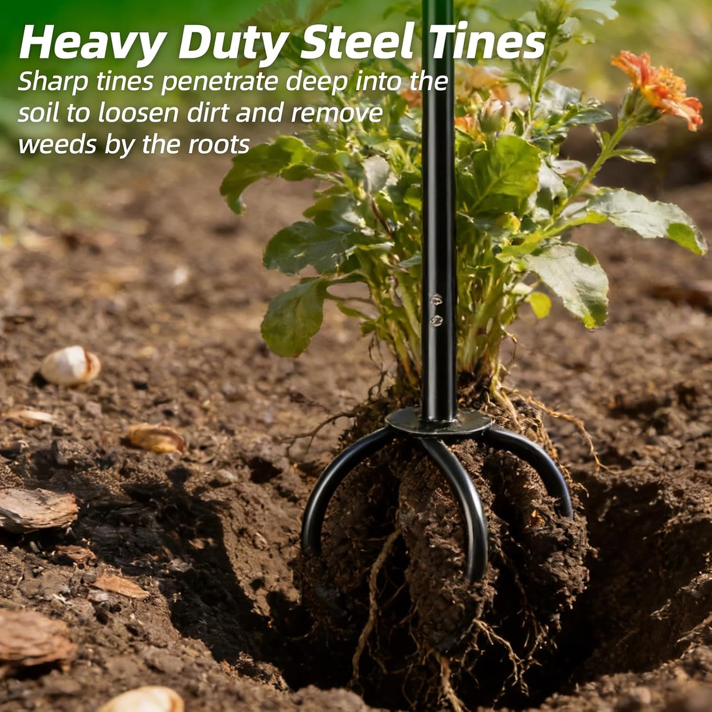 Garden Twist Tiller Cultivator, Manual Hand Tiller Garden Claw Heavy Duty, Lawn Aerator Soil Lossener with Steel Tines and Ergonomic Handle for Garden Bed and Plant Box