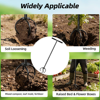 Garden Twist Tiller Cultivator, Manual Hand Tiller Garden Claw Heavy Duty, Lawn Aerator Soil Lossener with Steel Tines and Ergonomic Handle for Garden Bed and Plant Box