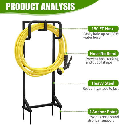 Garden Hose Holder Reels Metal Water Hose Stand Rack for Outside