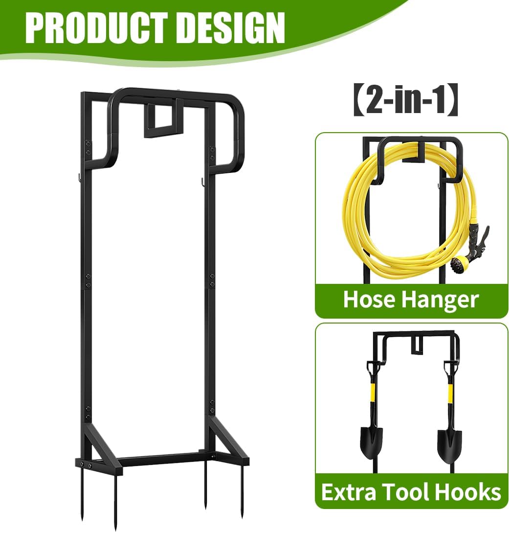 Garden Hose Holder Reels Metal Water Hose Stand Rack for Outside