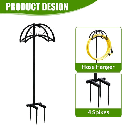 Garden Hose Holder Reels Metal Water Hose Stand Rack for Outside