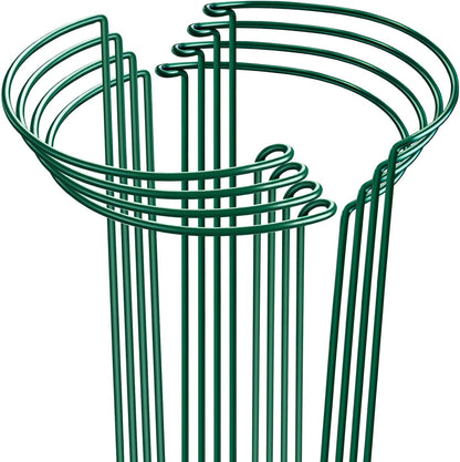 8 Pack Plant Support Stakes, Half Round Metal Garden Plant Stake Indoor Peony Cages and Supports, Green Plant Support Ring Border for Tomato,Hydrangea,Flower Outdoor (10" Wide x 15.8" High)