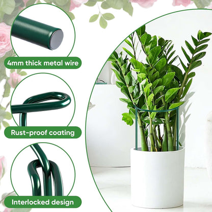8 Pack Plant Support Stakes, Half Round Metal Garden Plant Stake Indoor Peony Cages and Supports, Green Plant Support Ring Border for Tomato,Hydrangea,Flower Outdoor (10" Wide x 15.8" High)