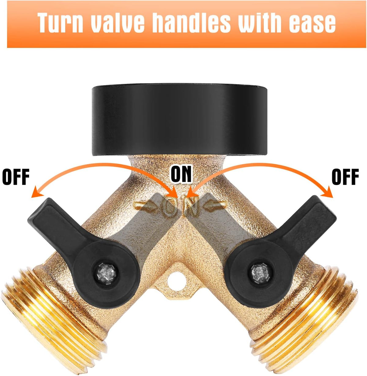 Garden Hose Splitter 2 Way 2 Pack Heavy Duty Brass Connector Tap Y Splitter (2WAY x 2PACK)