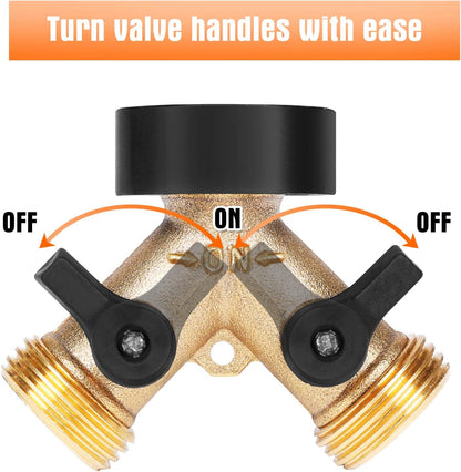 Garden Hose Splitter 2 Way 2 Pack Heavy Duty Brass Connector Tap Y Splitter (2WAY x 2PACK)