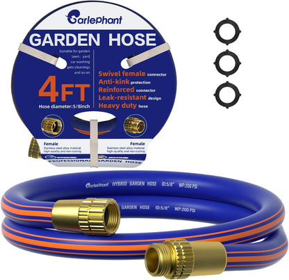 Leader Hose 6ft x 5/8",Short Water Hose for Hose Reel,Leakproof,Lightweight, Flexible Hybrid Hose with Swivel Handle, Female to Female Fittings