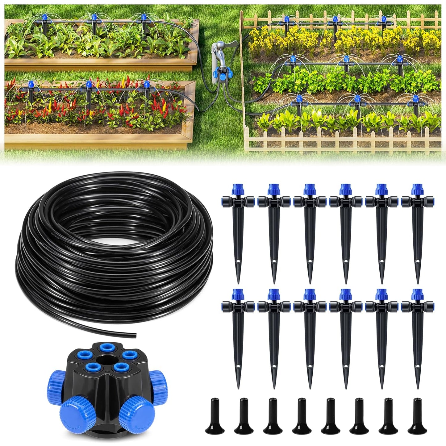 50FT Drip Irrigation Kit for Small Gardens