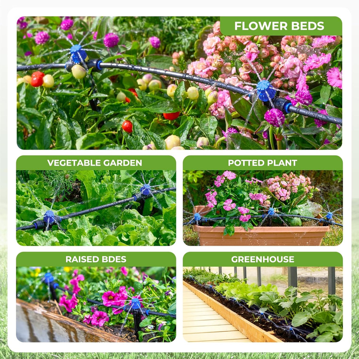 50FT Drip Irrigation Kit for Small Gardens