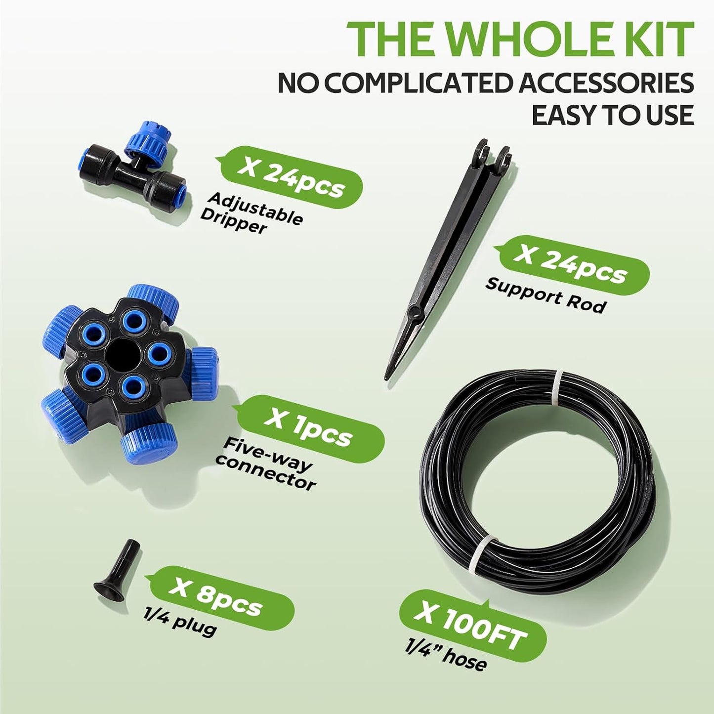 50FT Drip Irrigation Kit for Small Gardens