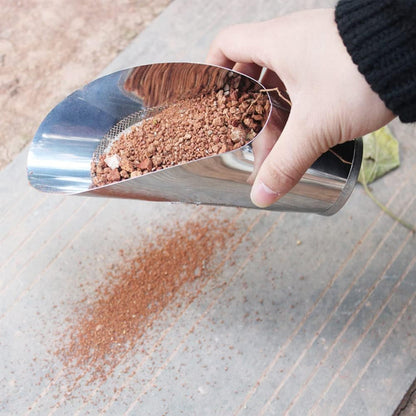 1 Piece Garden Shovel Sifter Stainless Steel Plant Soil Shovel Sieve Bucket Scoop Beach Sand Shovel Spade Sifter Bonsai Soil Scoop Garden Sieve Strainer Sand Sieve Sifter(Silver, S)