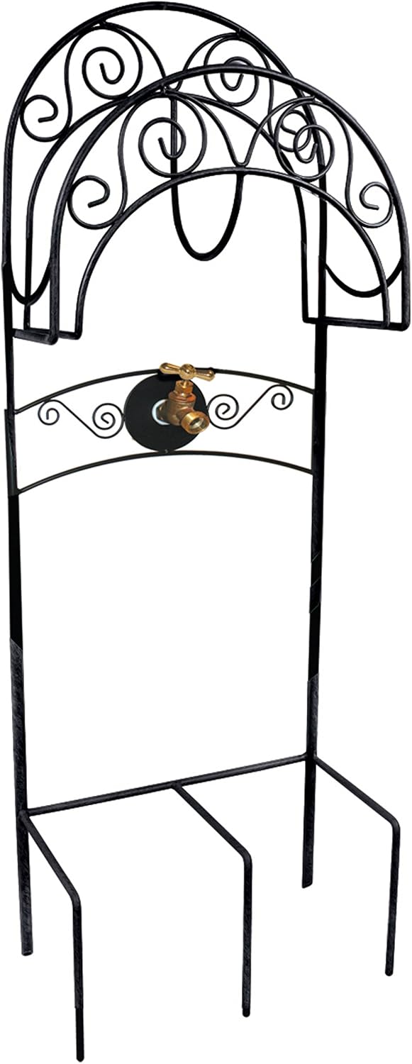 Liberty Garden 640 Carrington Decorative Metal Hose Stand w/Bib, Black