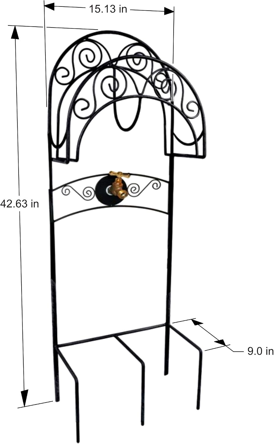 Liberty Garden 640 Carrington Decorative Metal Hose Stand w/Bib, Black