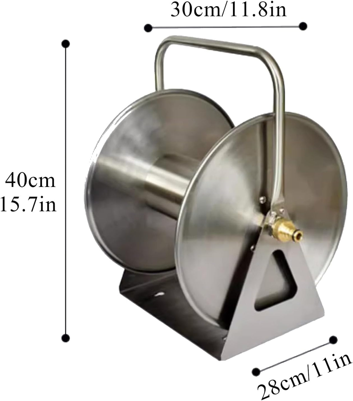 Stainless Steel Garden Hose Reel - Wall/Floor Mounted Metal Water Hose Holder, Heavy Duty Portable Outdoor Water Hose Reel for Lawn & Car Washing Storage