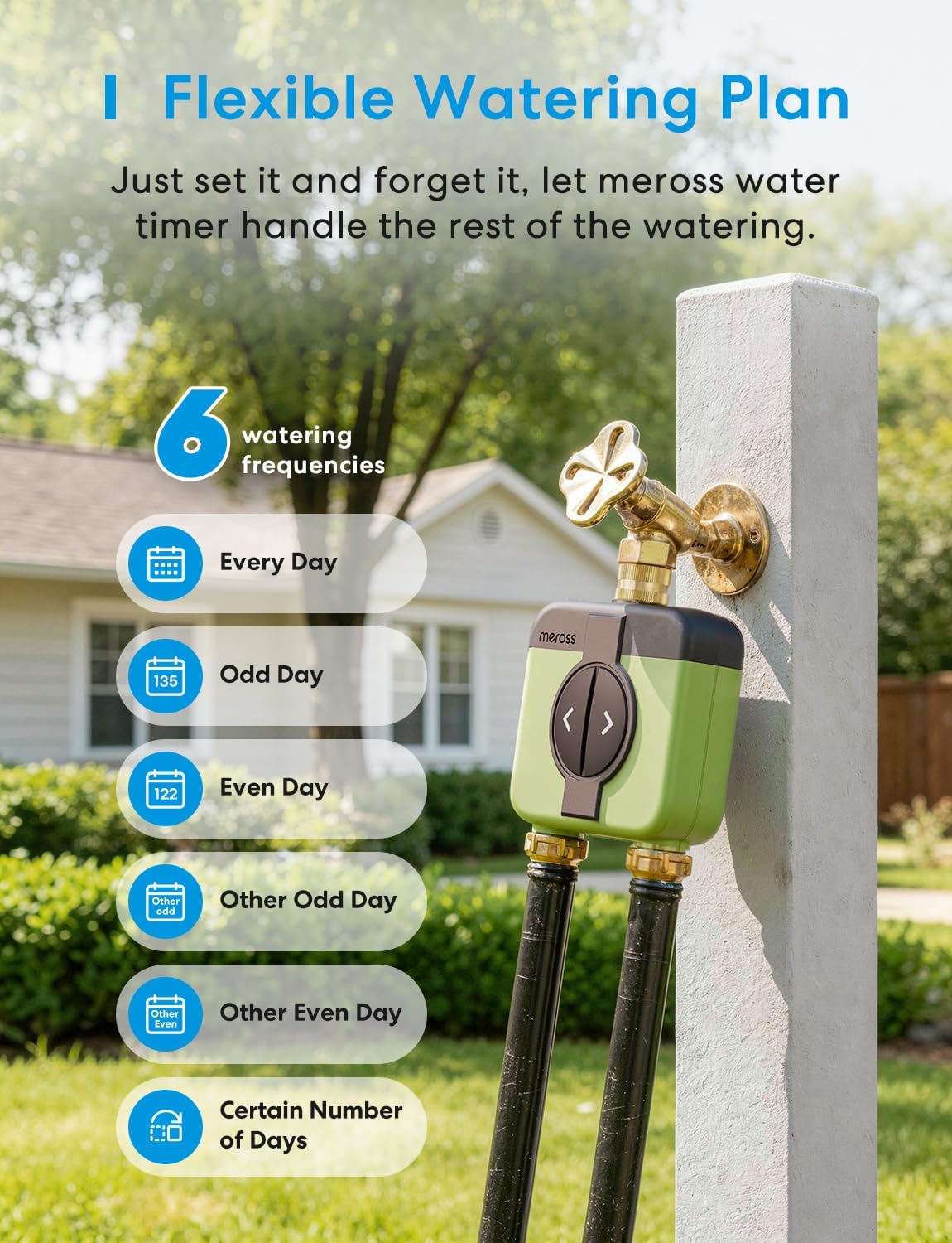 2 Zone WiFi Water Timer for Garden, Brass Inlet & Outet, Rain Skip