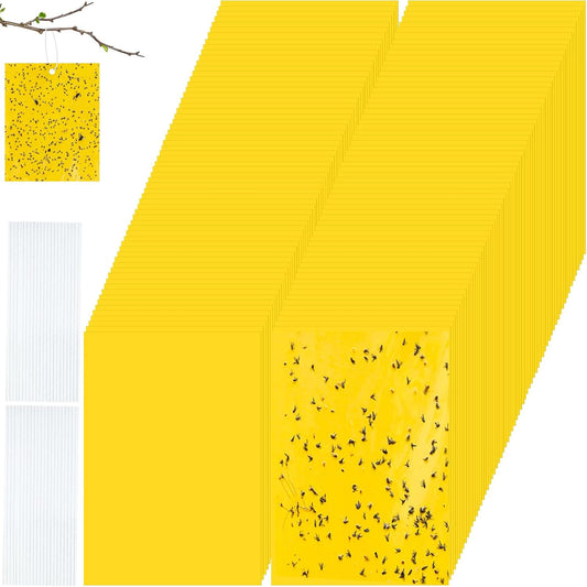 Qualirey 100 Pcs Yellow Sticky Traps for Gnats, 7.87 x 3.9 Inch